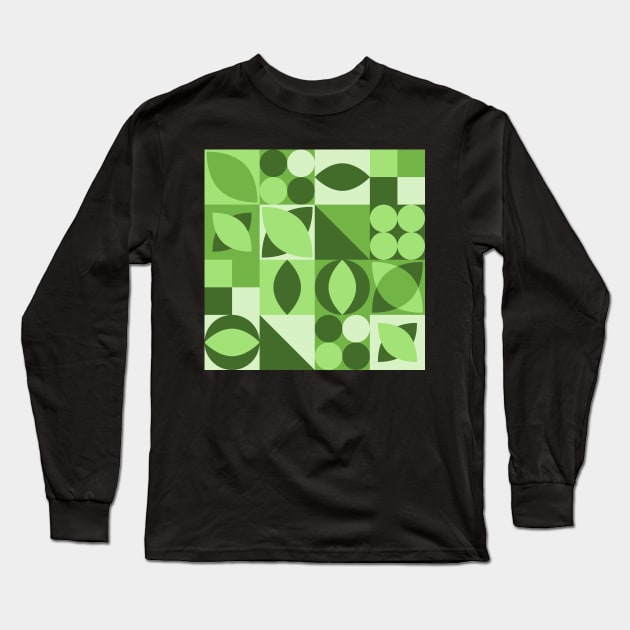 Eco Pattern Green Long Sleeve T-Shirt by Blue-Banana